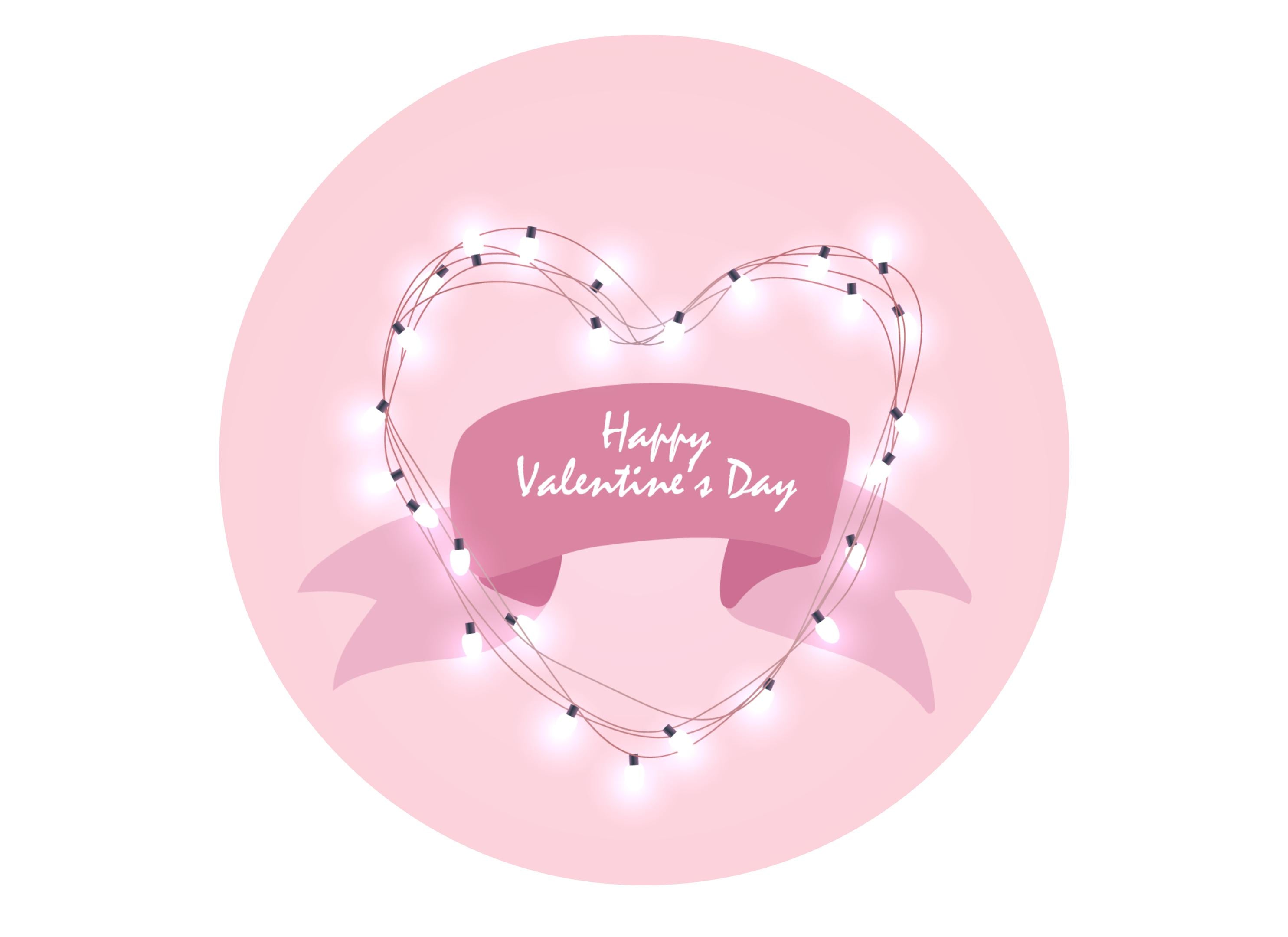 Lerge cake topper with valentine's day love heart lights
