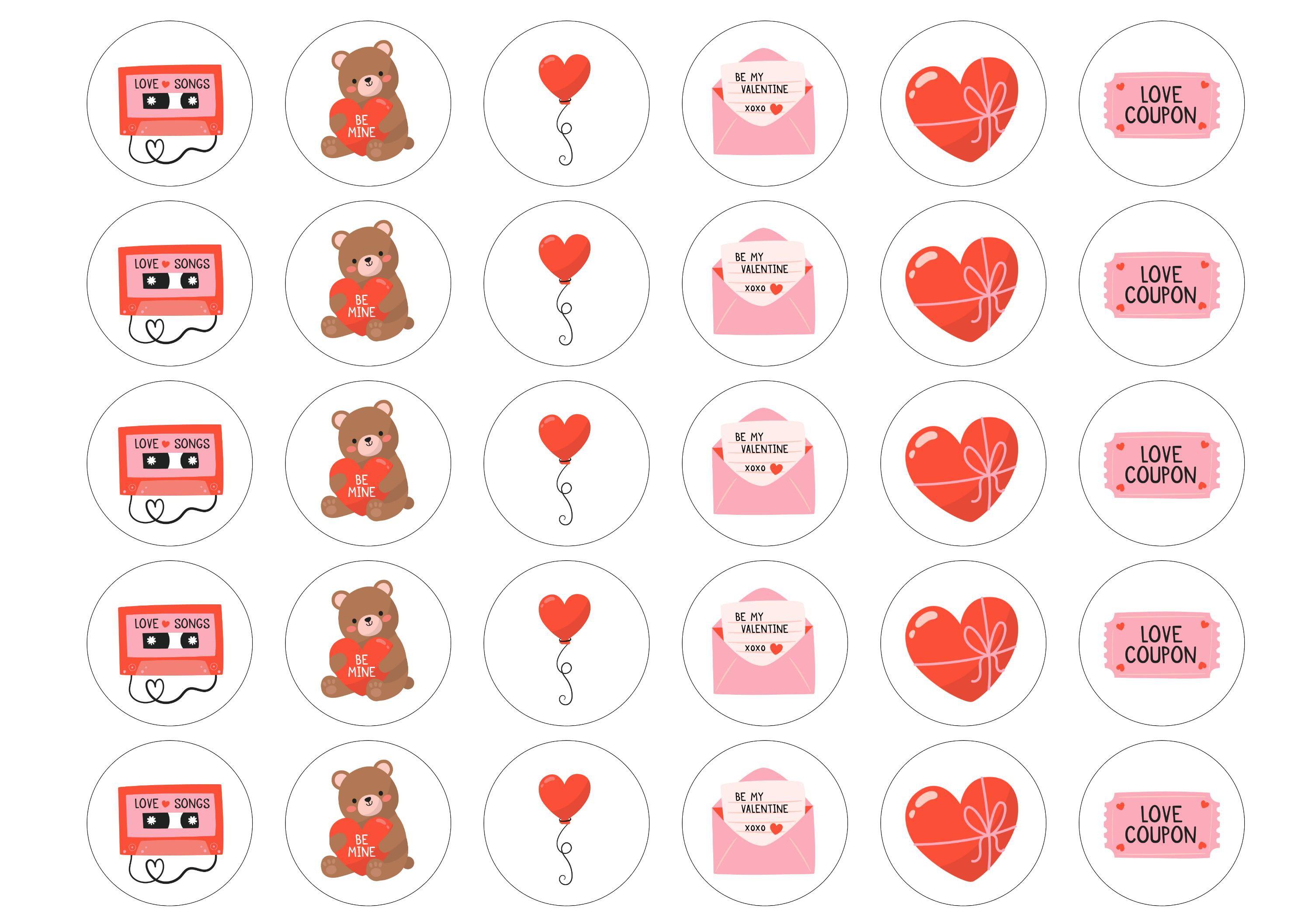 Valentines Icons-Edible cake toppers-Edibilis