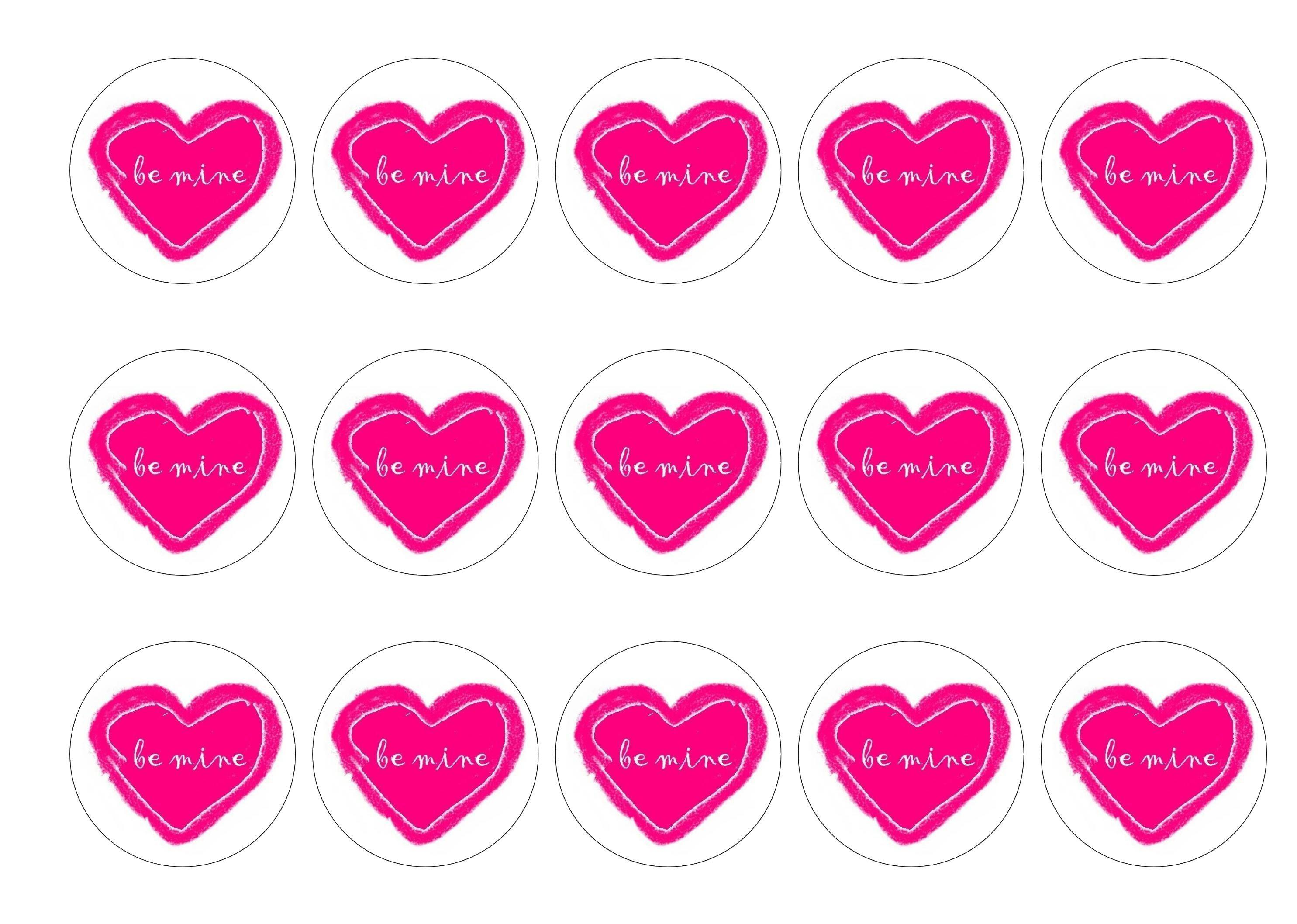 Printed edible cupcake toppers for Valentines Day