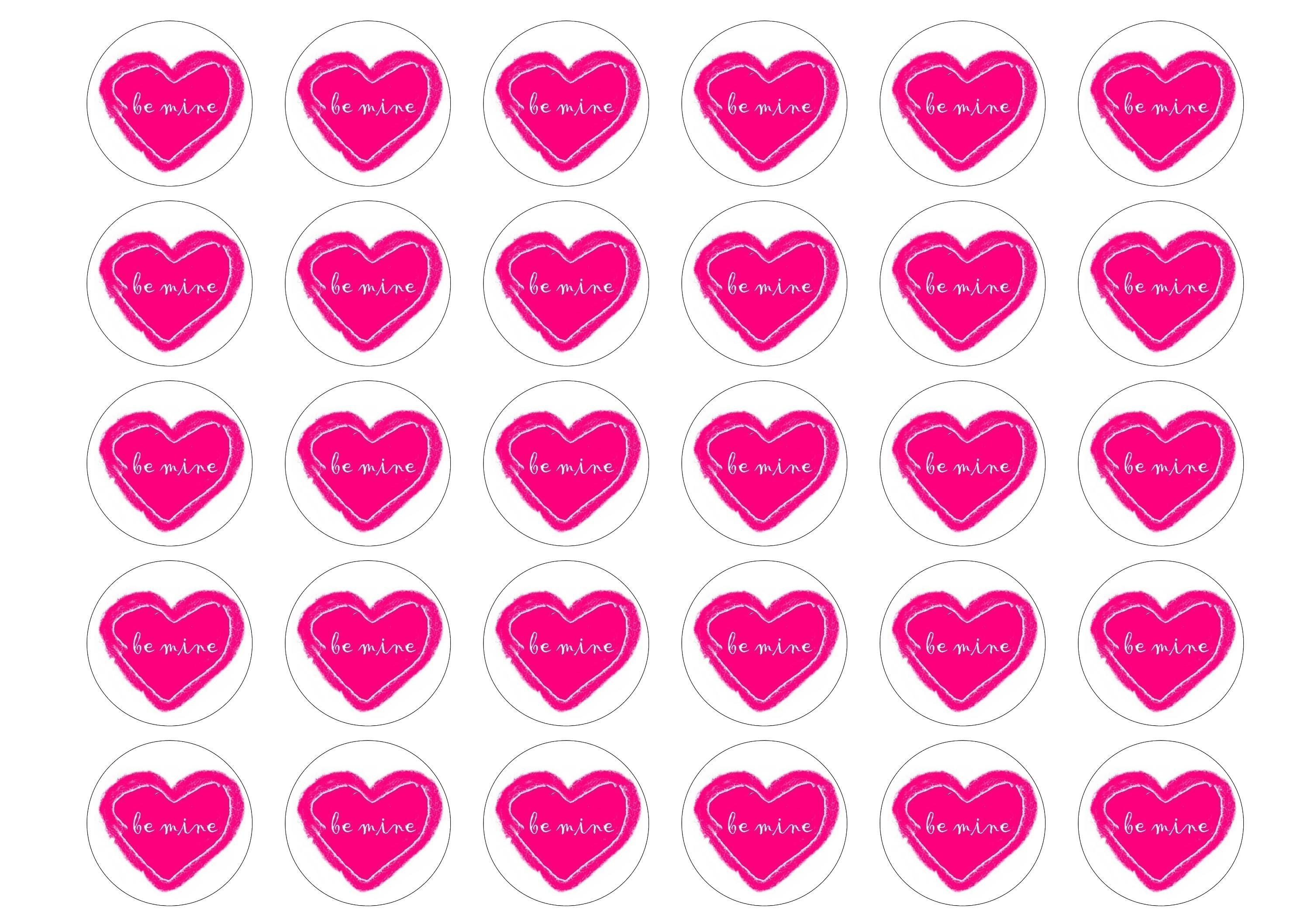 Printed edible cupcake toppers for Valentines Day