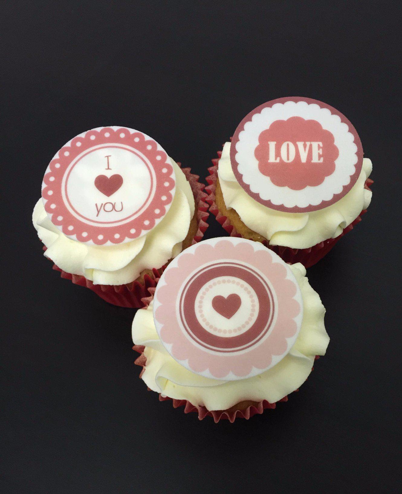 Printed cupcake toppers with mixed valentines images