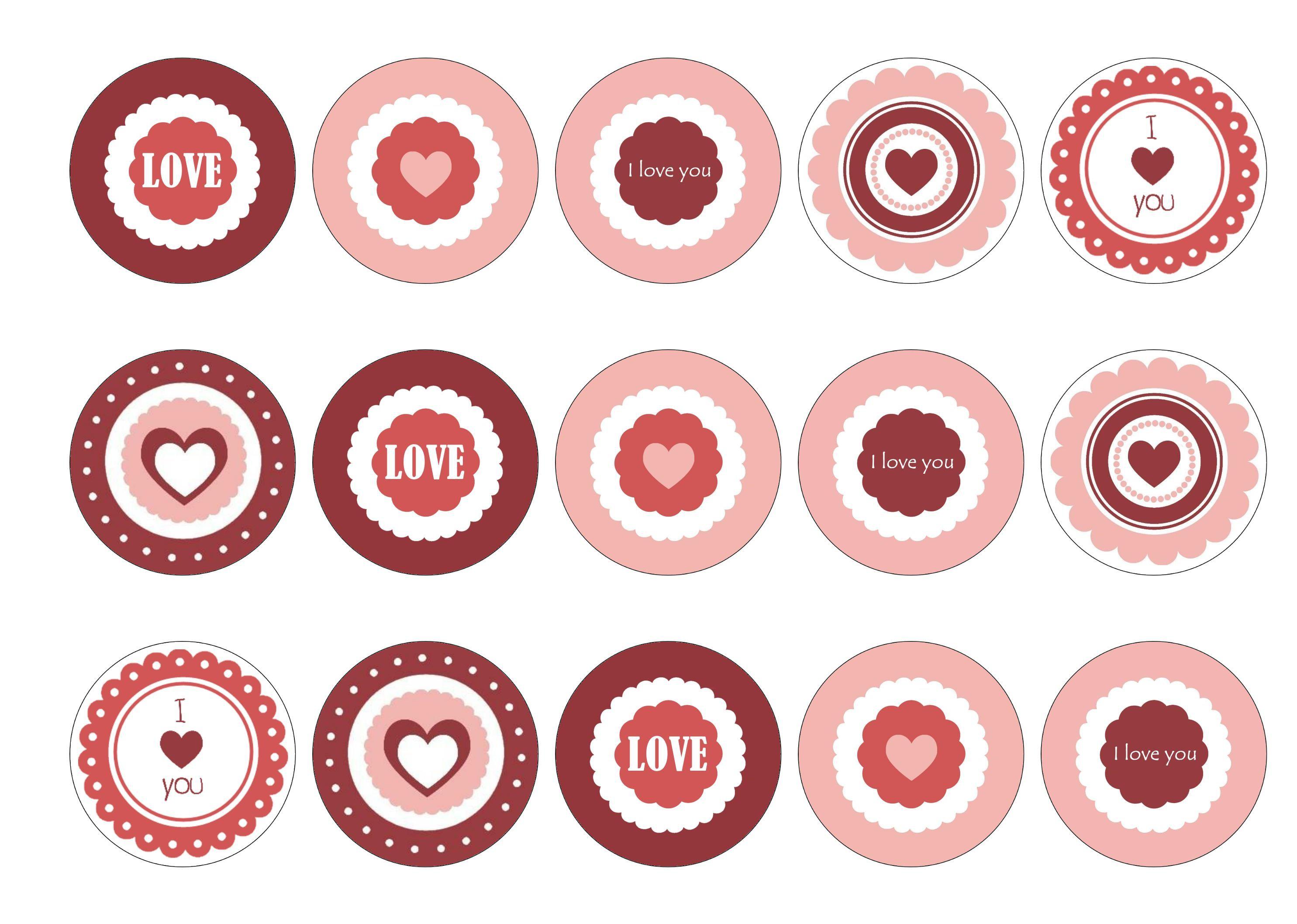 Edible cupcake toppers with mixed valentines images