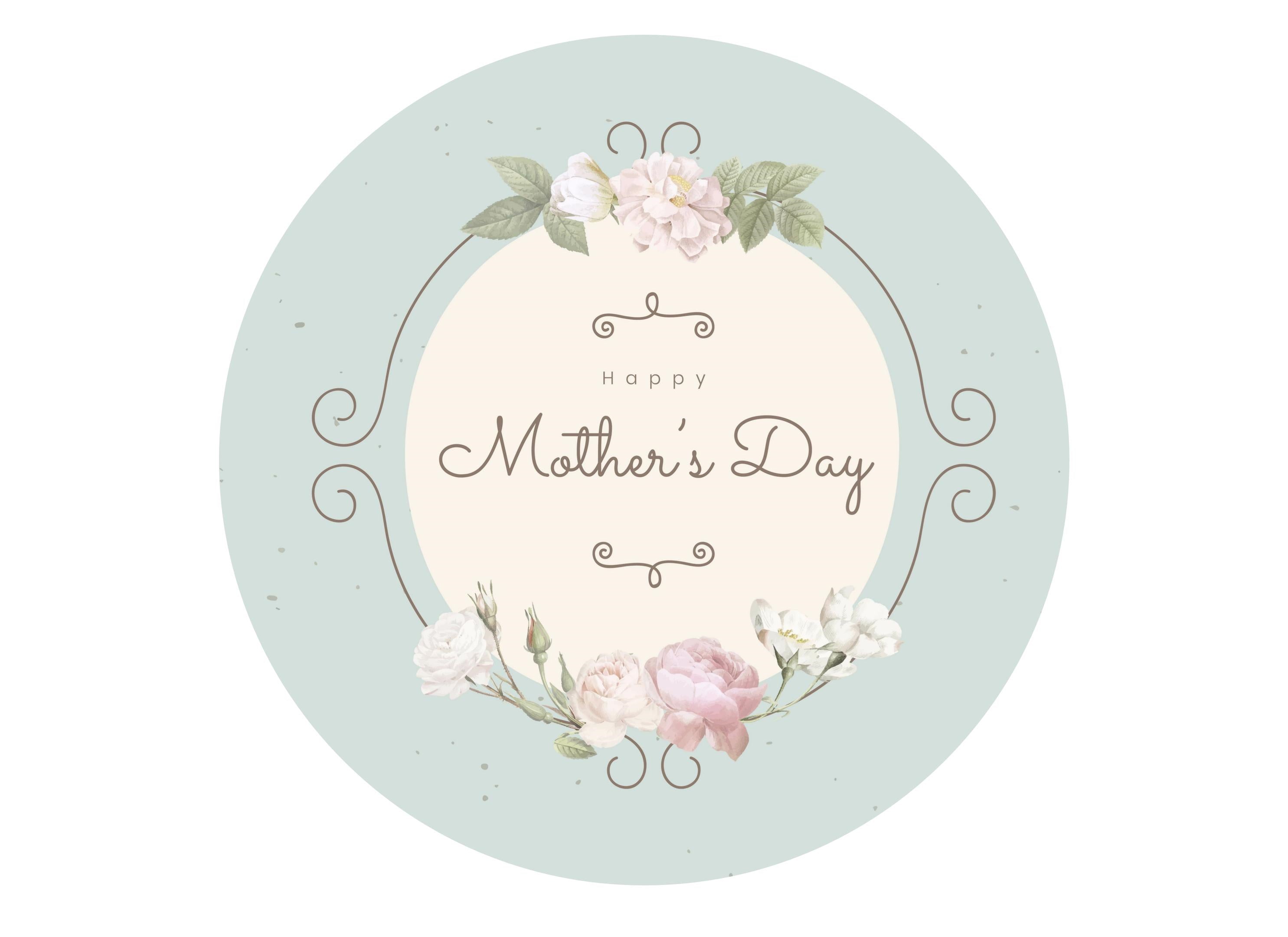 Large printed cake topper with a vintage theme to wish a Happy Mother's Day