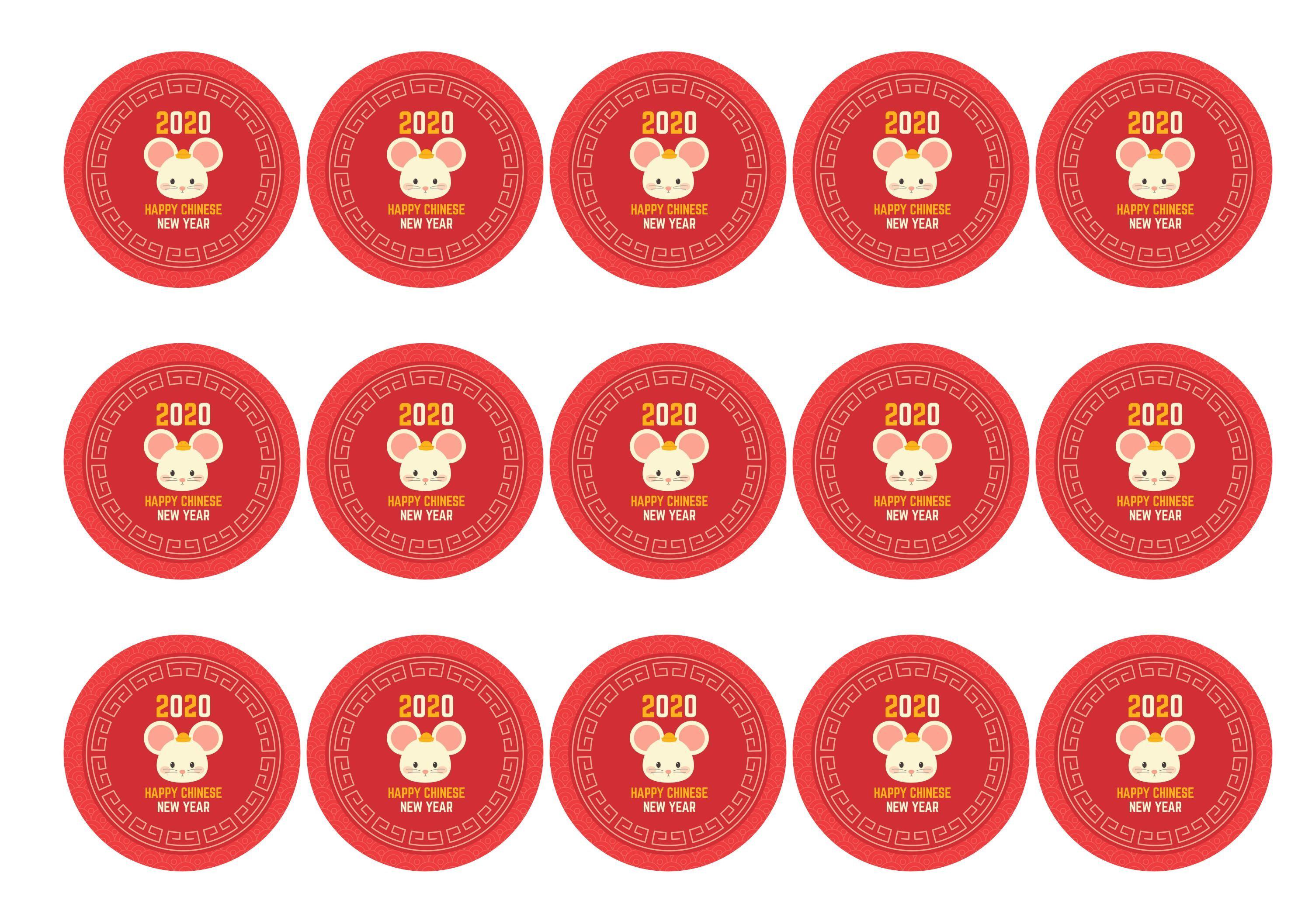15 printed toppers celebrating 2020 - the Year of the Rat for Chinese New Year